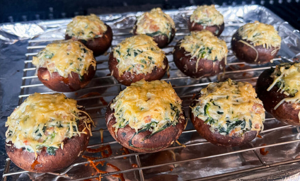 Smoked stuffed mushrooms