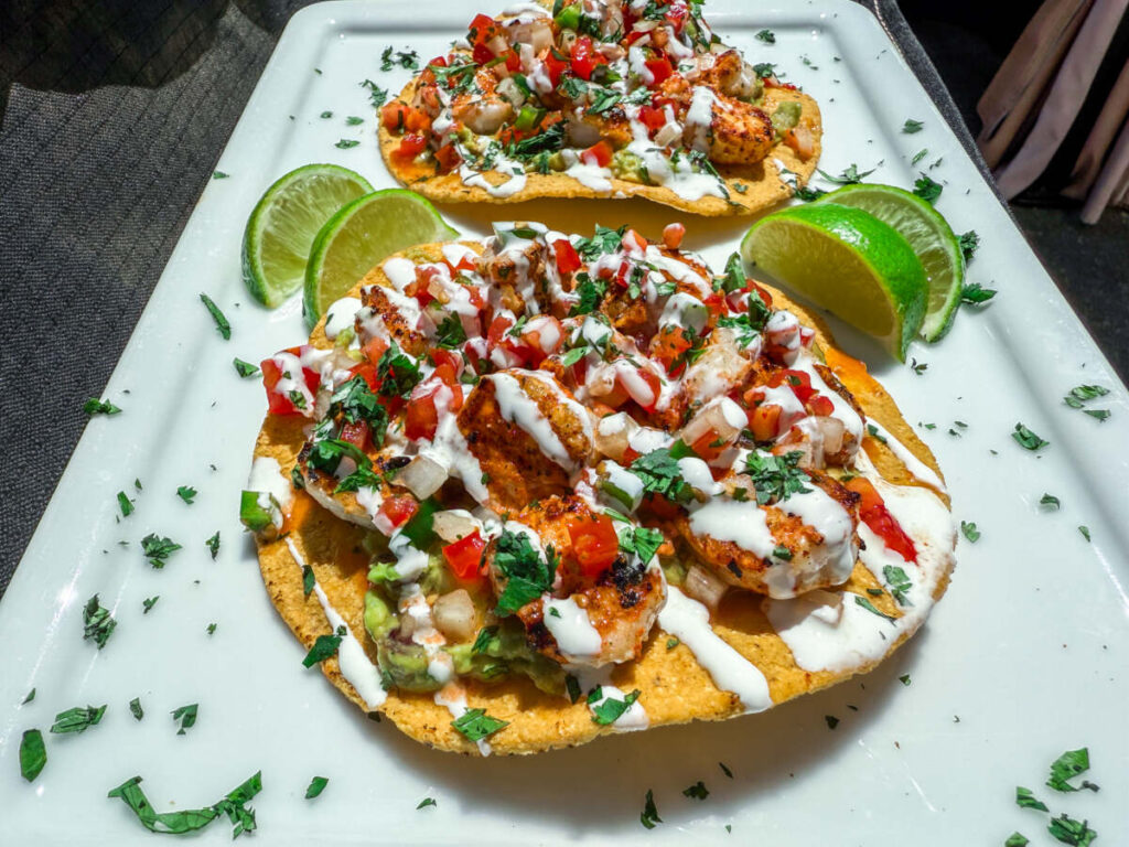 Grilled Shrimp Tostadas with Pico de Gallo and Guacamole
